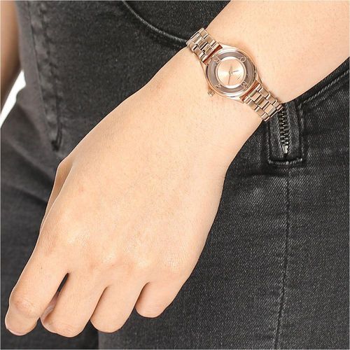 Marc Jacobs Tether Transparent Rose Gold Dial Rose Gold Steel Strap Watch for Women - MBM3417