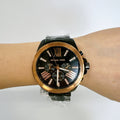 Michael Kors Wren Chronograph Black Dial Black Steel Strap Watch For Men - MK8933