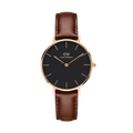 Daniel Wellington Petite St Mawes Black Dial Brown Leather Strap Watch For Women - DW00100169