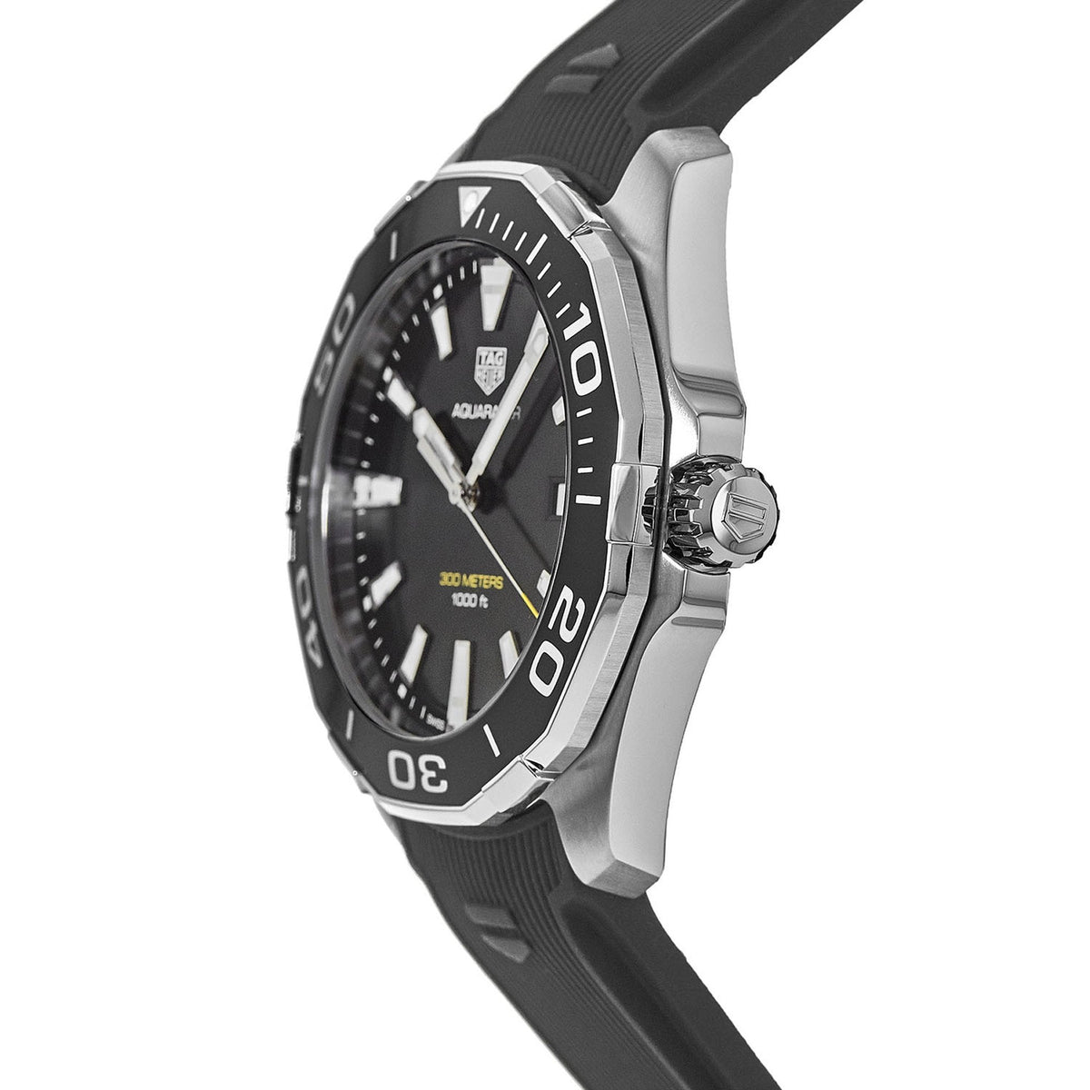 Tag Heuer Aquaracer Quartz Black Dial Black Rubber Strap Watch for Men - WAY101A.FT6141