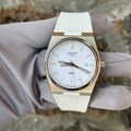 Tissot PRX 40 Quartz White Dial White Leather Strap Watch For Men -  T137.410.17.011.00
