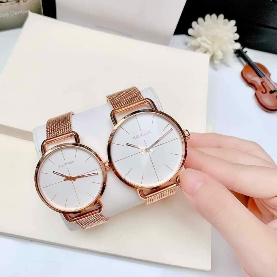 Calvin Klein Even White Dial Rose Gold Mesh Bracelet Watch for Women - K7B21626