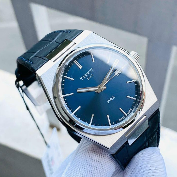 Tissot PRX Blue Dial Blue Leather Strap Watch for Men - T137.410.16.041.00