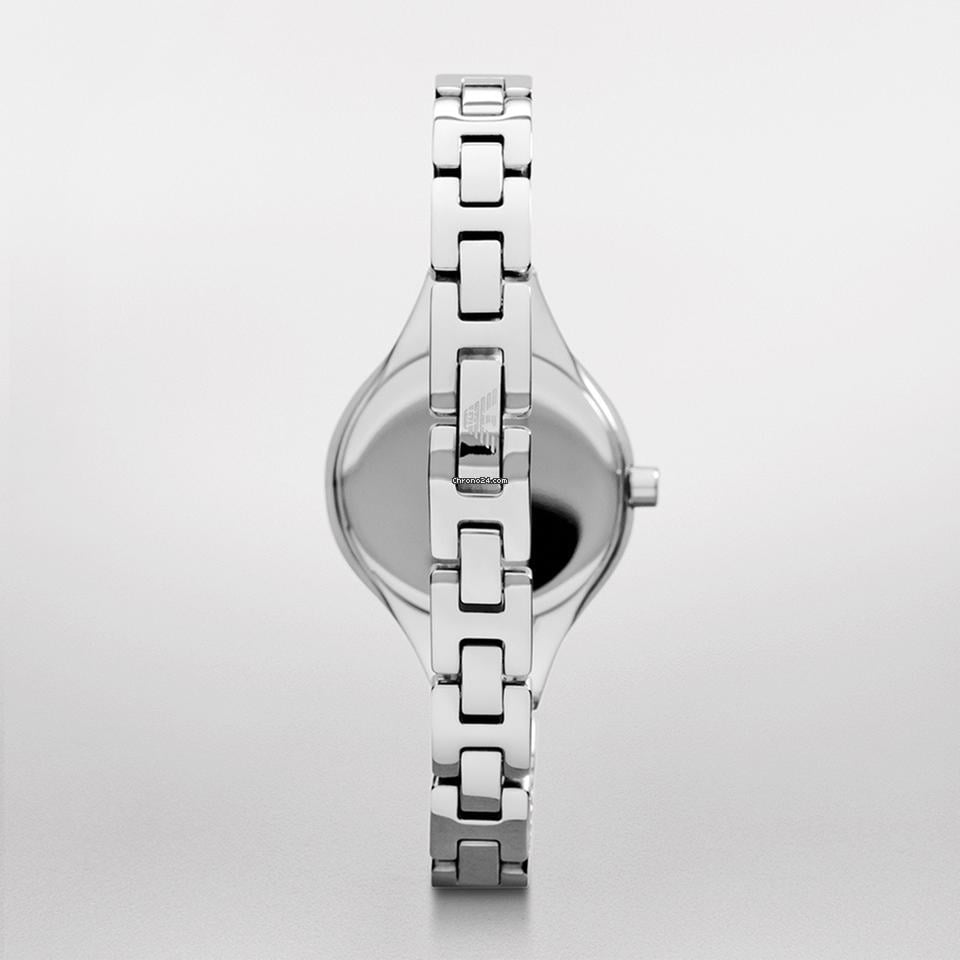 Emporio Armani Classic Quartz Black Dial Silver Steel Strap Watch For Women - AR7328
