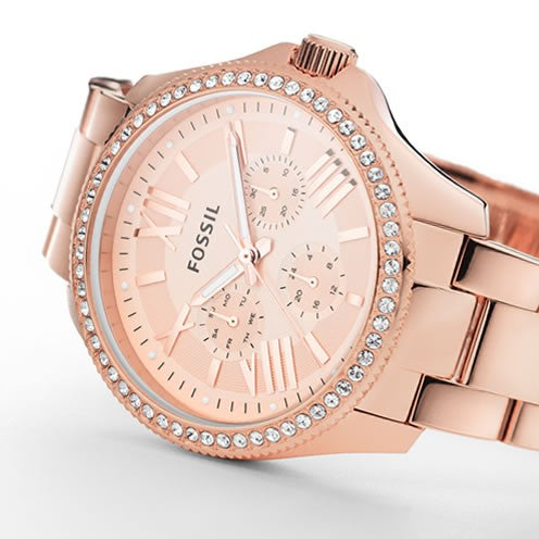 Fossil Cecile Rose Gold Dial Rose Gold Steel Strap Watch for Women - AM4483