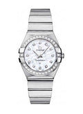 Omega Constellation Quartz Diamonds Silver Dial Silver Steel Strap Watch for Women - 123.15.27.60.55.004