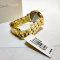 Michael Kors Corey Three Hand Black Dial Gold Steel Strap Watch for Women - MK7345