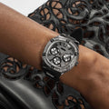 Guess Duchess Crystals Silver Dial Black Silicon Strap Watch For Women - GW0619L1
