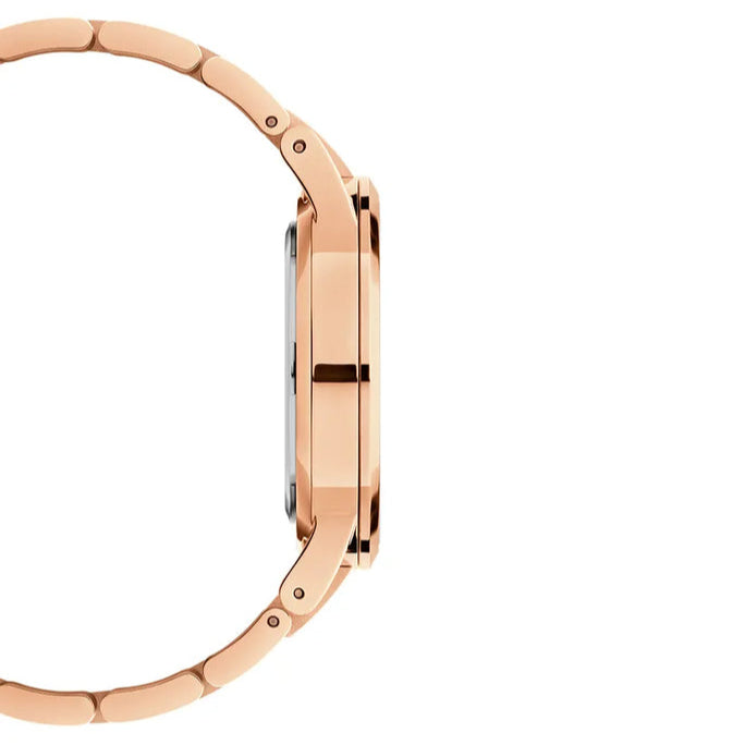Daniel Wellington Iconic Link Black Dial Rose Gold Steel Strap Watch For Men - DW00100344