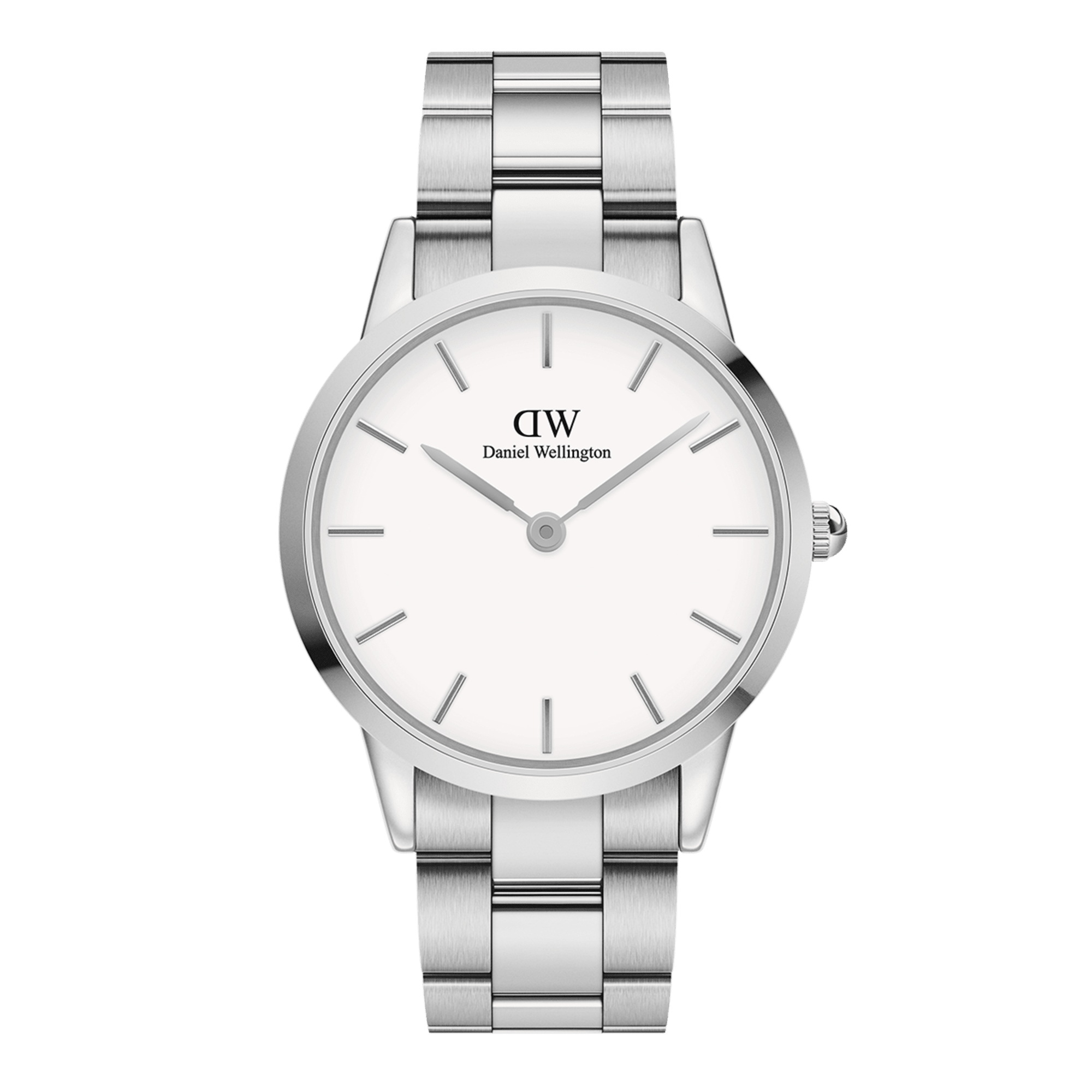 Daniel Wellington Iconic Link White Dial Silver Steel Strap Watch For Women - DW00100207