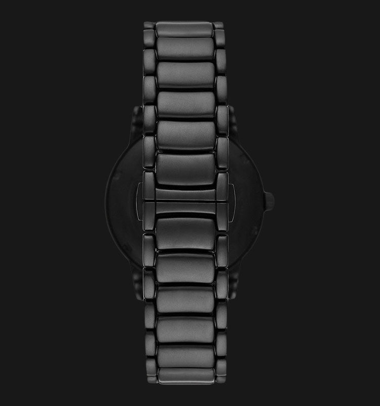 Emporio Armani Meccanico Skeleton Black Dial Black Steel Strap Watch For Men - AR60045