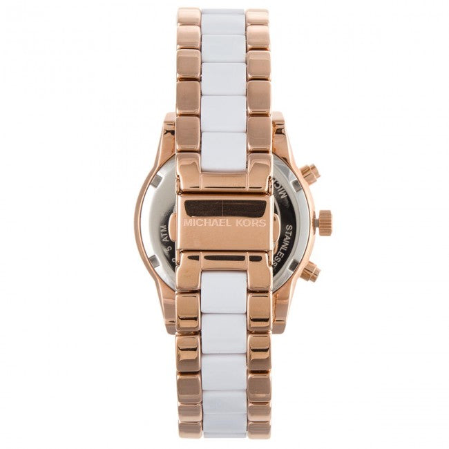 Michael Kors Ritz White Dial Two Tone Steel Strap Watch for Women - MK6324