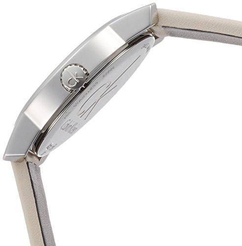 Calvin Klein City White Dial White Leather Strap Watch for Women - K2G231XH