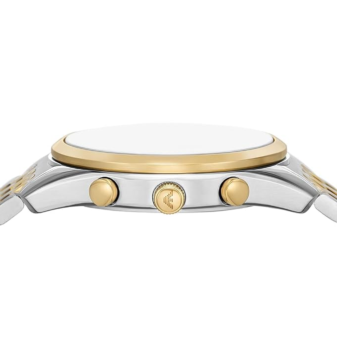Emporio Armani Classic White Dial Two Tone Steel Strap Watch for Men  - AR11603