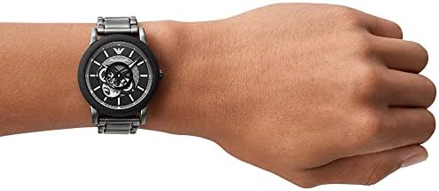 Emporio Armani Meccanico Automatic Black Dial Black Steel Strap Watch For Men - AR60010
