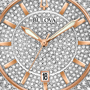 Bulova Phantom Crystal Silver Dial Two Tone Steel Strap Watch for Men - 98B324