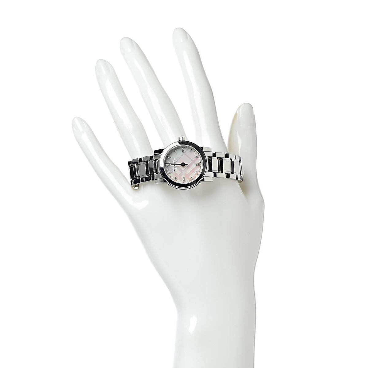 Burberry The City Diamonds Mother of Pearl Dial Silver Steel Strap Watch for Women - BU9224