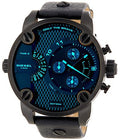 Diesel Little Daddy Black Dial Black Leather Strap Watch For Men - DZ7334