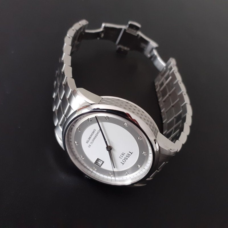 Tissot T Classic Luxury Powermatic 80 White Dial Silver Steel Strap Watch For Men - T086.408.11.016.00