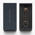 Daniel Wellington Classic Petite York Black Dial Brown Leather Strap Watch For Women - DW00100226