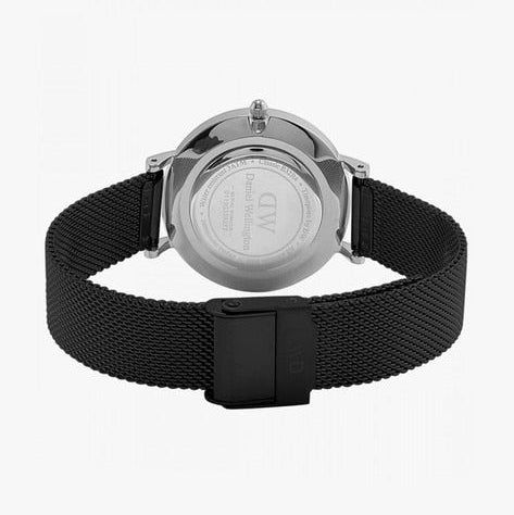 Daniel Wellington Petite Ashfield Black Dial Black Mesh Strap Watch For Women - DW00100246