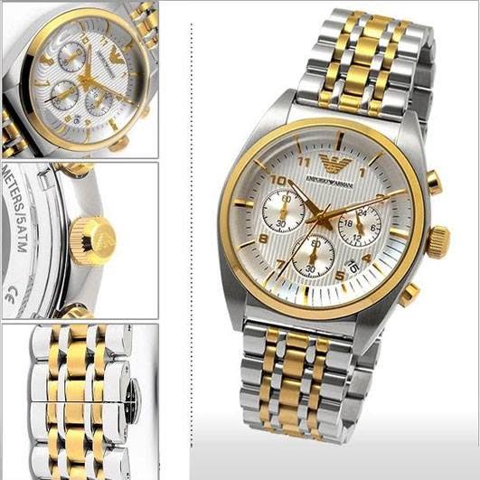 Emporio Armani Classic White Dial Two Tone Steel Strap Watch for Men  - AR11603