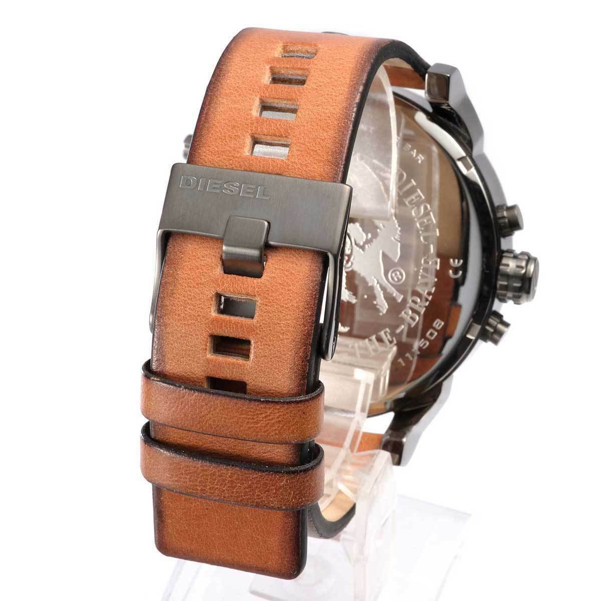 Diesel Mr Daddy 2.0 Chronograph Black Dial Brown Leather Strap Watch For Men - DZ7332