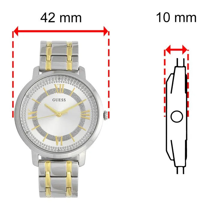 Guess Montauk Silver Dial Two Tone Steel Strap Watch for Women - W0933L5
