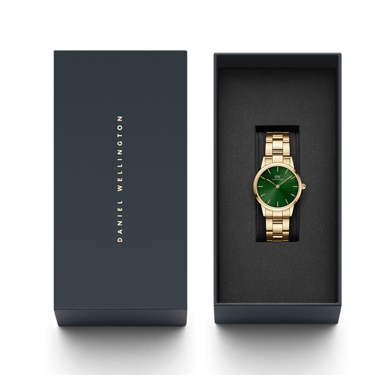 Daniel Wellington Iconic Link Emerald Green Dial Rose Gold Steel Strap Watch For Women - DW00100419