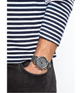 Emporio Armani Luigi Chronograph Quartz Grey Dial Grey Leather Strap Watch For Men - AR1735