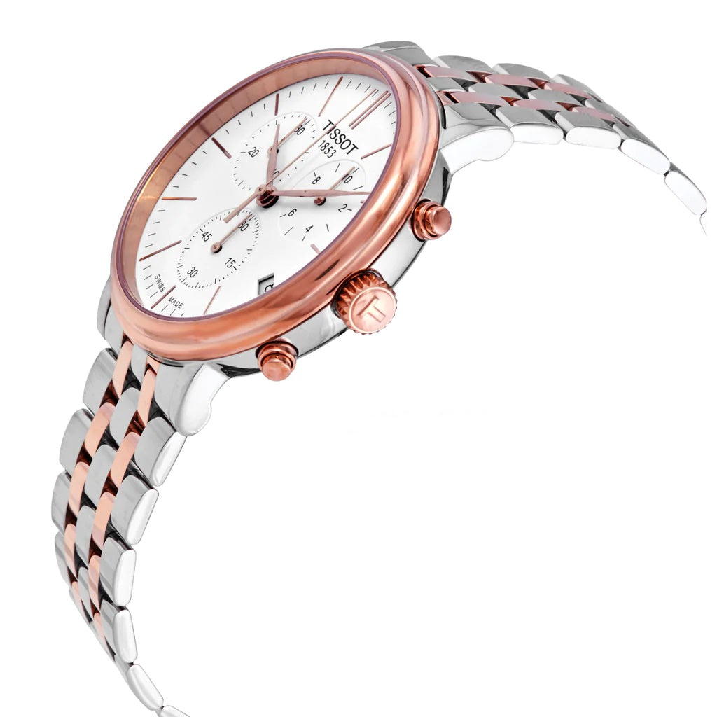 Tissot Carson Premium Chronograph White Dial Two Tone Steel Strap Watch For Men - T122.417.22.011.00