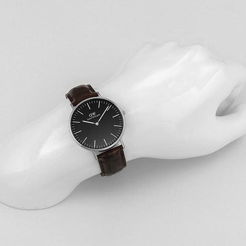 Daniel Wellington Classic York Black Dial Brown Leather Strap Watch For Men - DW00100134