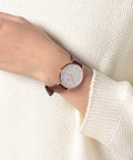 Daniel Wellington Petite St Mawes White Dial Brown Leather Strap Watch For Women - DW00100175