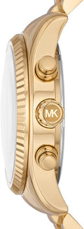 Michael Kors Lexington Chronograph Blue Dial Gold Steel Strap Watch For Women - MK7216
