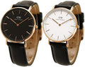 Daniel Wellington Classic Sheffield White Dial Black Leather Strap Watch for Women - DW00100036
