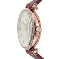Emporio Armani Meccanico Automatic Silver Dial Burgundy Leather Strap Watch For Women - AR60044