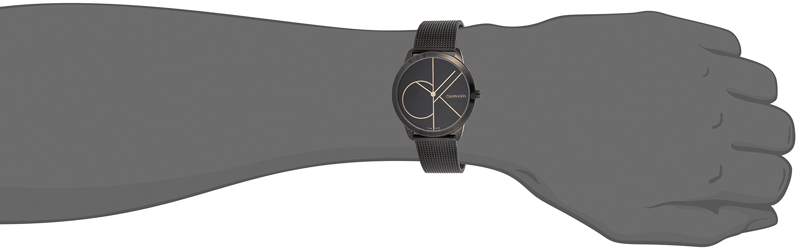 Calvin Klein Minimal Black Dial Black Mesh Bracelet Watch for Men - K3M214X1