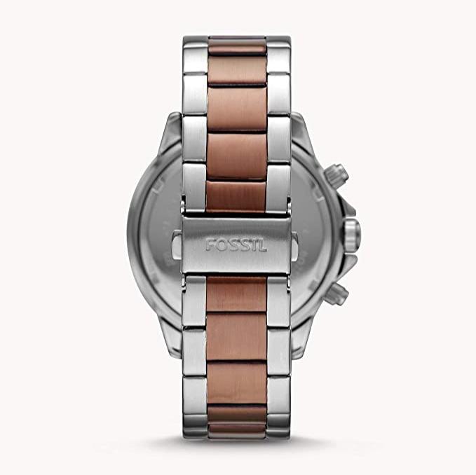 Fossil Bannon Multifunction Brown Dial Two Tone Steel Strap Watch for Men - BQ2502