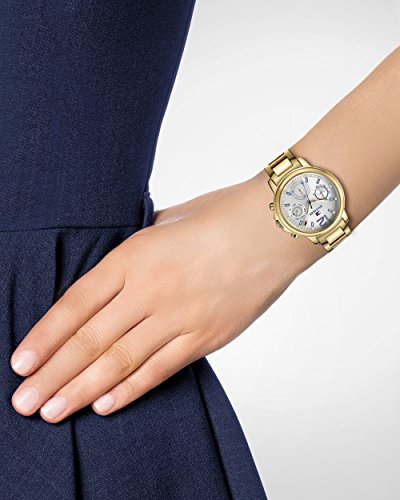 Tommy Hilfiger Claudia White Dial Gold Steel Strap Watch for Women - 1781742