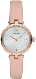 Emporio Armani Arianna Mother of Pearl Dial Pink Leather Strap Watch For Women - AR11199
