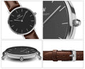 Daniel Wellington Classic Petite Bristol Black Dial Brown Leather Strap Watch For Women - DW00100233