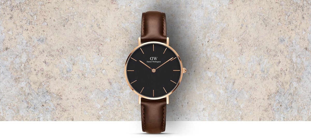 Daniel Wellington Classic Petite Bristol Black Dial Brown Leather Strap Watch For Women - DW00100165