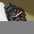 Armani Exchange Chronograph Black Dial Black Steel Strap Watch For Men - AX2429
