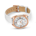 Swarovski Crystalline Glam Silver Dial White Leather Strap Watch for Women - 5452459
