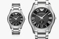 Emporio Armani Valente Quartz Black Dial Silver Steel Strap Watch For Men - AR11086