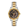 Versace Hellenyium GMT Black Dial Two Tone Steel Strap Watch for Men - V11040015