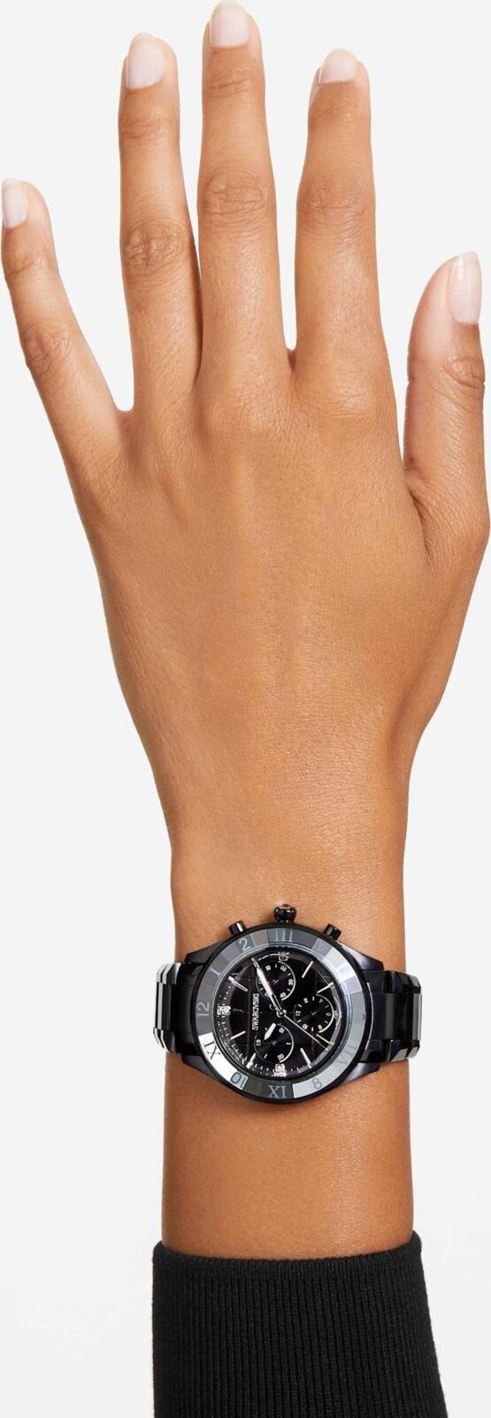 Swarovski Dextera Chronograph Black Dial Black Steel Strap Watch for Women - 5641393
