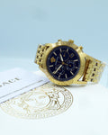 Versace Sport Tech Chronograph Black Dial Gold Steel Strap Watch for Men - VELT00419