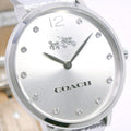 Coach Slim Easton Silver Dial Silver Leather Strap Watch for Women - 14502685