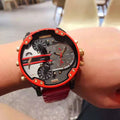 Diesel Mr Daddy 2.0 Chronograph Grey Dial Red Rubber Strap Watch For Men - DZ7430